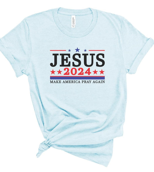 Jesus 2024 - "Make America Pray Again" T-Shirt-Tops-Grace & Blossom Boutique, a women's online fashion boutique located in Odessa, Florida