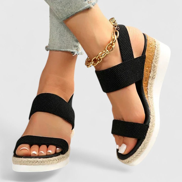 Nora | Elastic Strap Espadrille Platform Comfortable Sandals