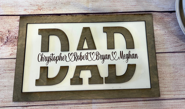 Dad Sign with Kids Names For Father's Day-Gifts-Grace & Blossom Boutique, a women's online fashion boutique located in Odessa, Florida