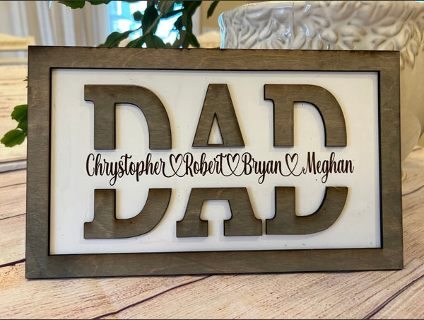 Dad Sign with Kids Names For Father's Day-Gifts-Grace & Blossom Boutique, a women's online fashion boutique located in Odessa, Florida