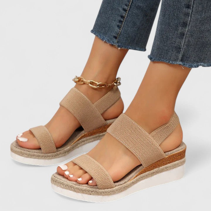 Nora | Elastic Strap Espadrille Platform Comfortable Sandals