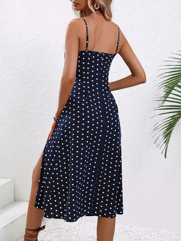 June | Floral Print Spaghetti Strap Ruched Bust Slit Midi Dress