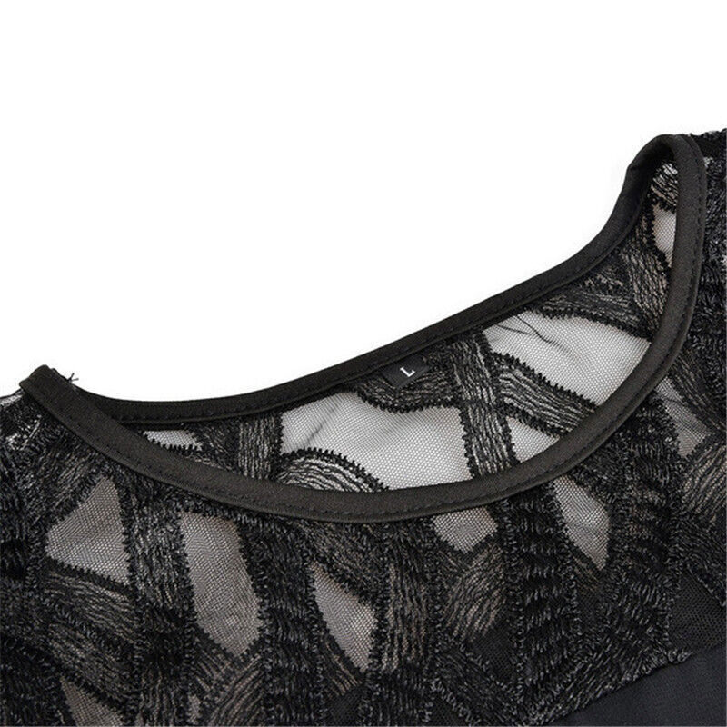 Eleanor | Lace Overlay Elbow Sleeve Asymmetric Hem Midi Dress