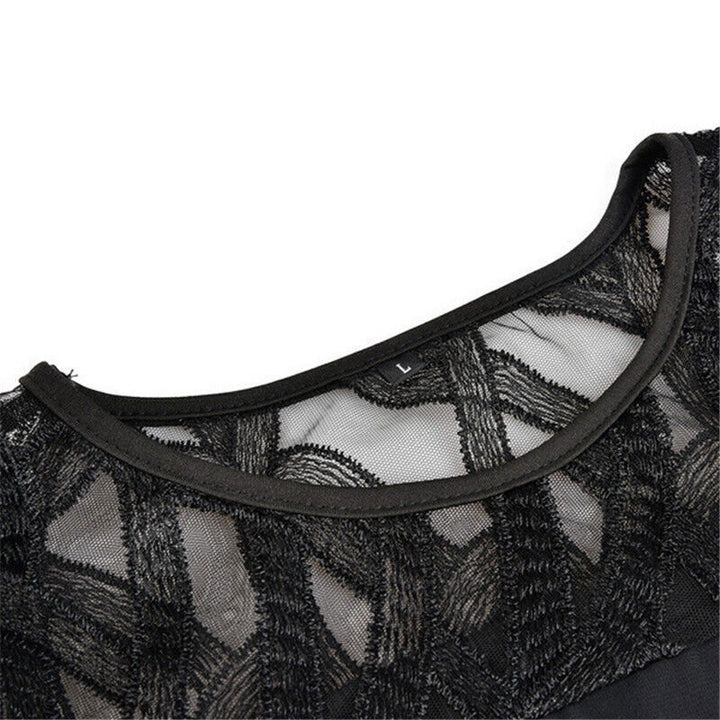 Eleanor | Lace Overlay Elbow Sleeve Asymmetric Hem Midi Dress