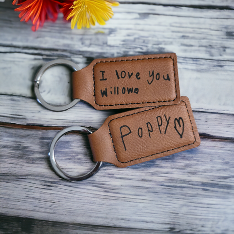 Leatherette Keychain Handwriting Personalized-Gifts-Grace & Blossom Boutique, a women's online fashion boutique located in Odessa, Florida