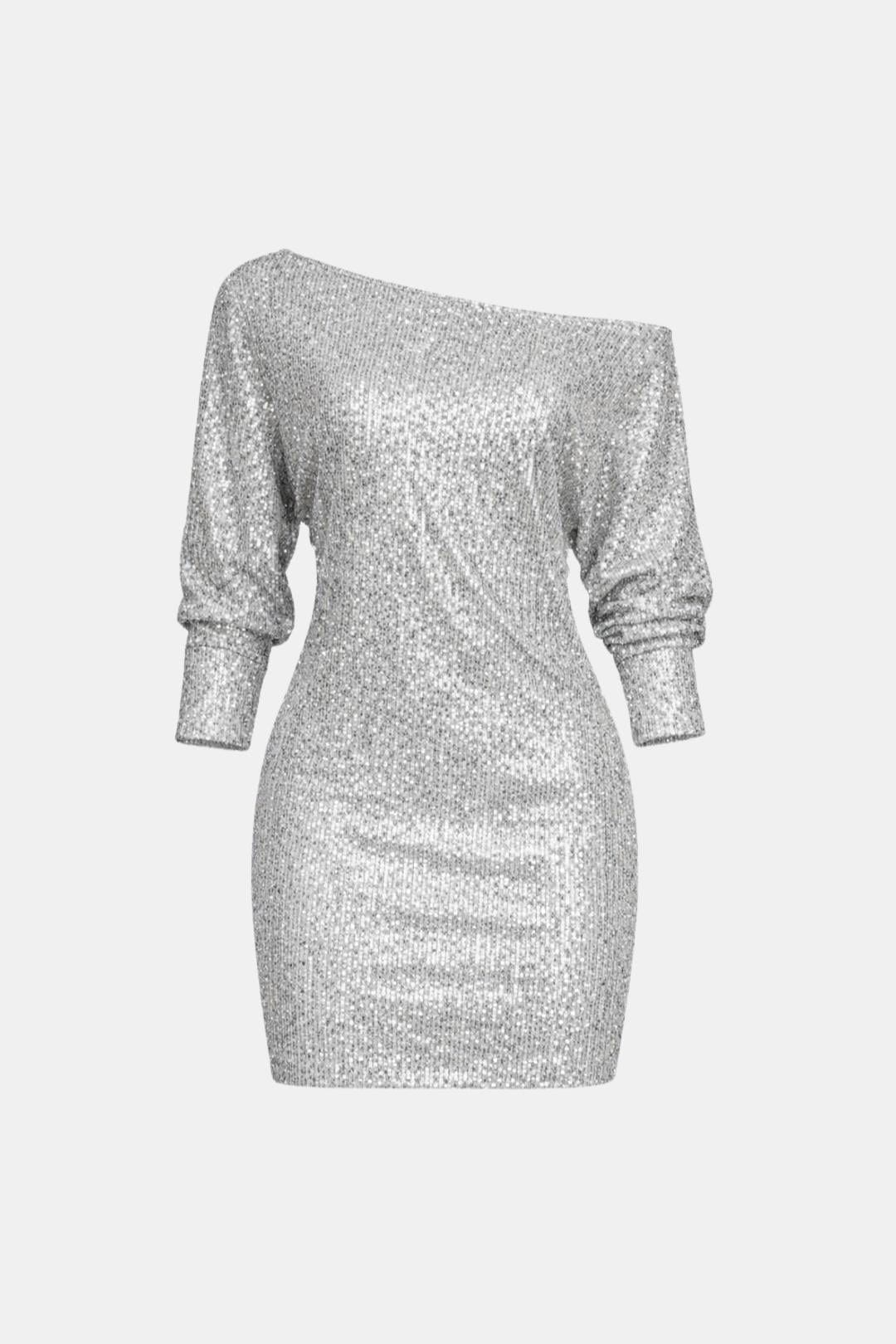 Scarlett | Sequin Off Shoulder Long Sleeve Ruched Mini Dress