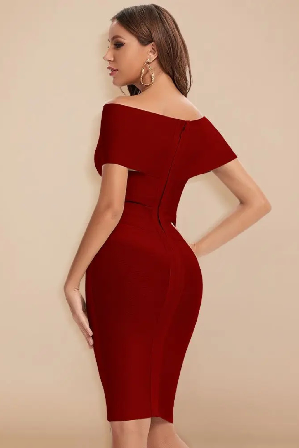 Celeste | Off Shoulder Ruched Crossover Bodycon Midi Dress