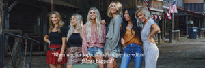 Group of women in boutique clothing. Text on bottom reads: "When women support each other, incredible things happen!"