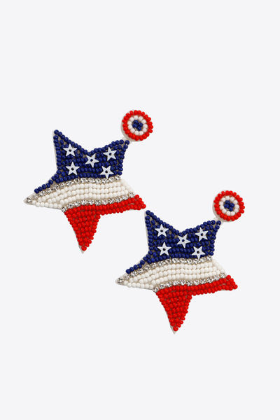 US Flag Beaded Star Earrings-Earrings-Grace & Blossom Boutique, a women's online fashion boutique located in Odessa, Florida