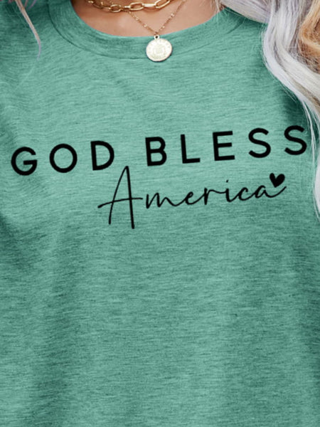 GOD BLESS AMERICA Graphic Short Sleeve Tee-Tops-Grace & Blossom Boutique, a women's online fashion boutique located in Odessa, Florida