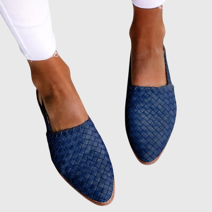 Hazel | Woven Leather Pointed Toe Slip On Mules