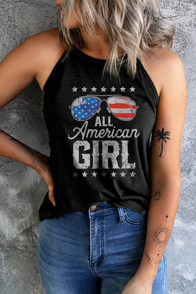 ALL AMERICAN GIRL Graphic Tank-Tops-Grace & Blossom Boutique, a women's online fashion boutique located in Odessa, Florida