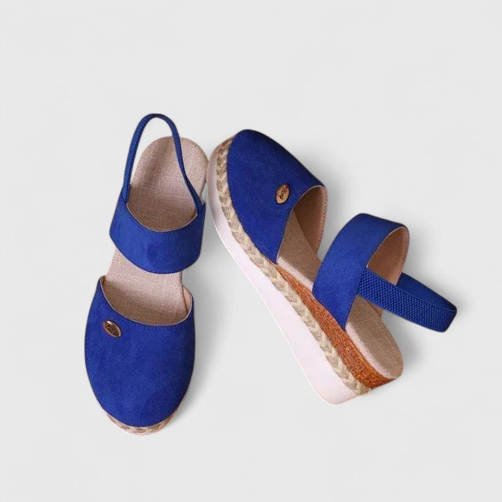 Leila | Closed Toe Elastic Strap Espadrille Wedge Sandals