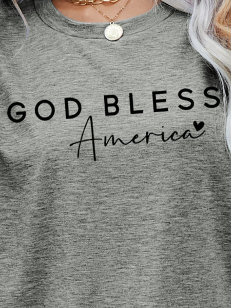 GOD BLESS AMERICA Graphic Short Sleeve Tee-Tops-Grace & Blossom Boutique, a women's online fashion boutique located in Odessa, Florida