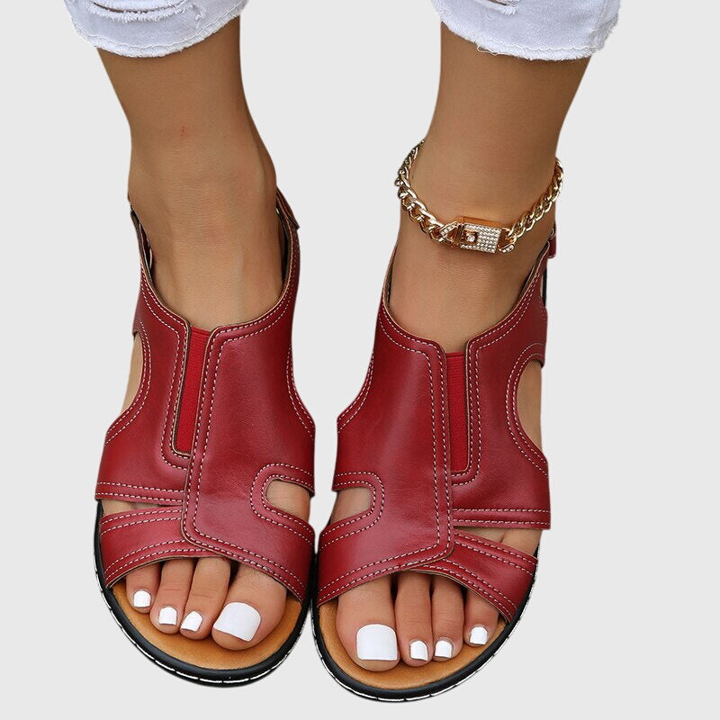 Wren | Cutout Vamp Slingback Low Wedge Sandals