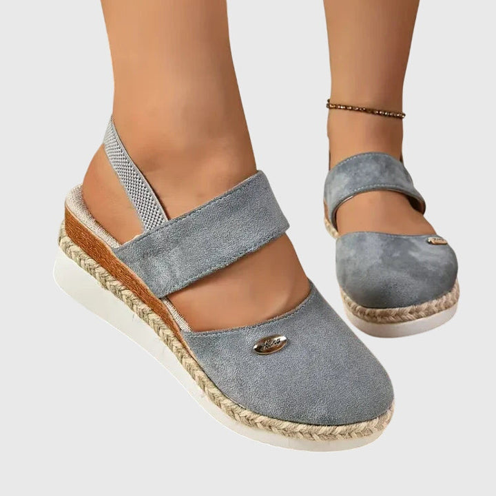 Daphne | Elastic Strap Espadrille Wedge Platform Sandals