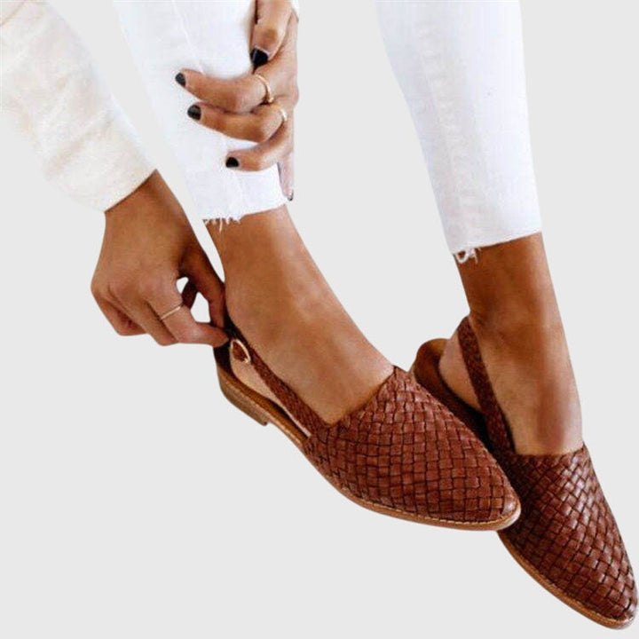 Hazel | Woven Leather Pointed Toe Slip On Mules