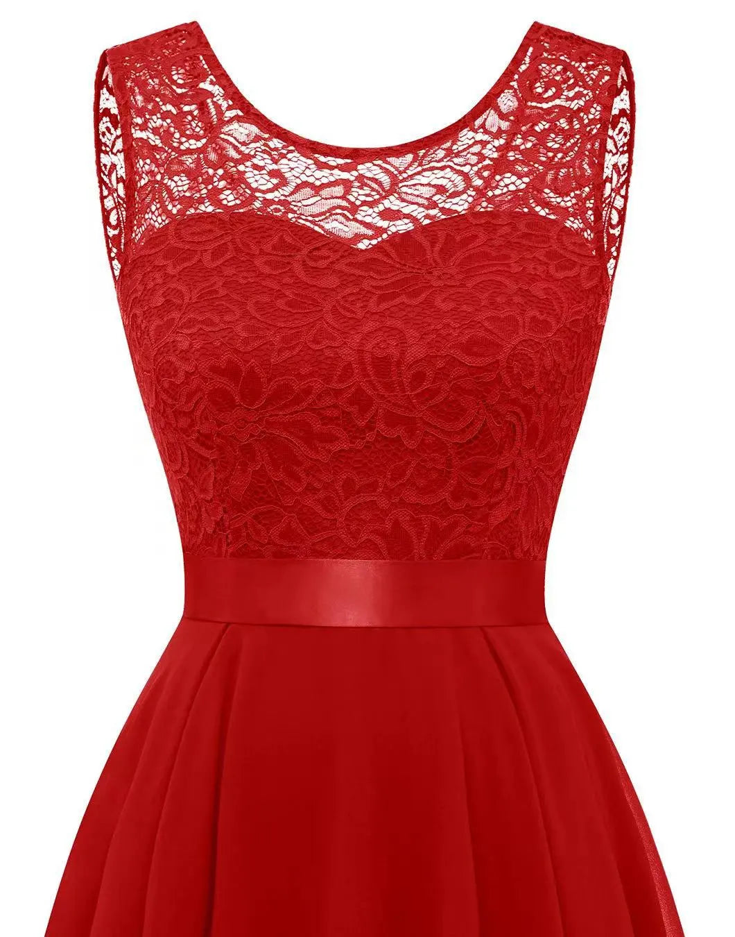 Freya | Lace Bodice High Low Chiffon Sleeveless Formal Wedding Guest Dress