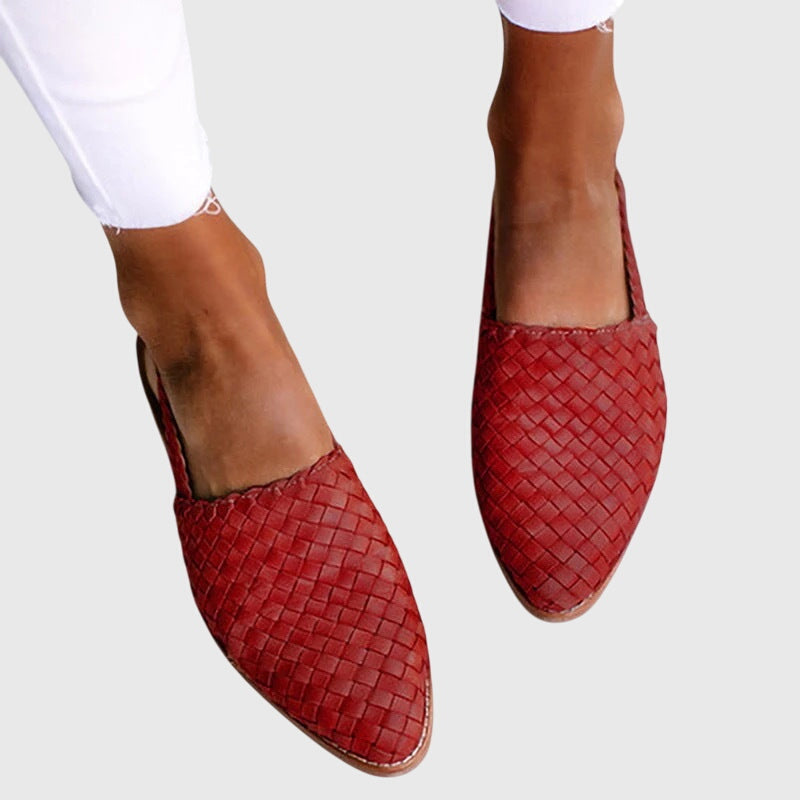 Hazel | Woven Leather Pointed Toe Slip On Mules