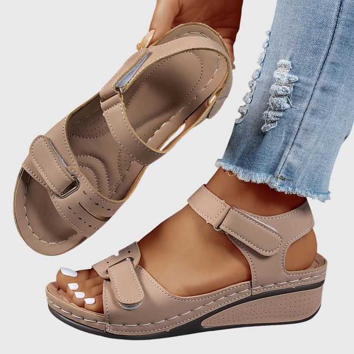 Mila | Double Velcro Strap Open Toe Wedge Sandals