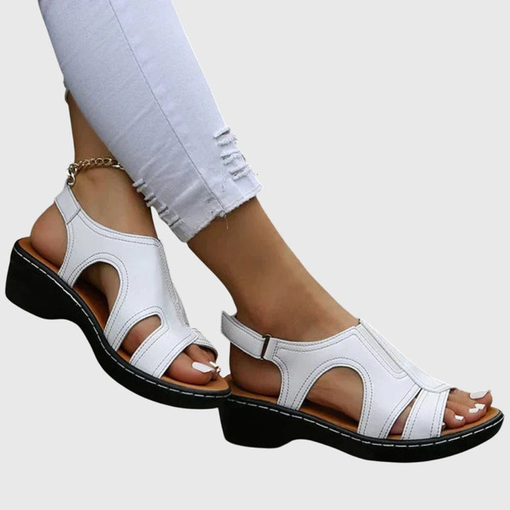 Wren | Cutout Vamp Slingback Low Wedge Sandals