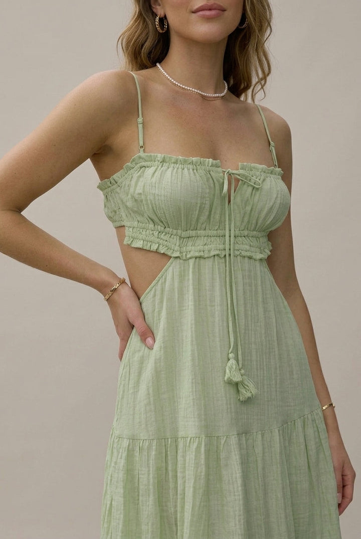 Elegant Maxi Dress for Women with Sweetheart Neck Empire Waist Smocked Back Flowy Style