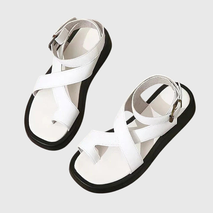 Mocha | Criss Cross Ankle Buckle Strap Flatform Sandals