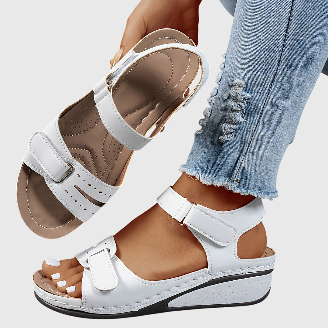 Mila | Double Velcro Strap Open Toe Wedge Sandals
