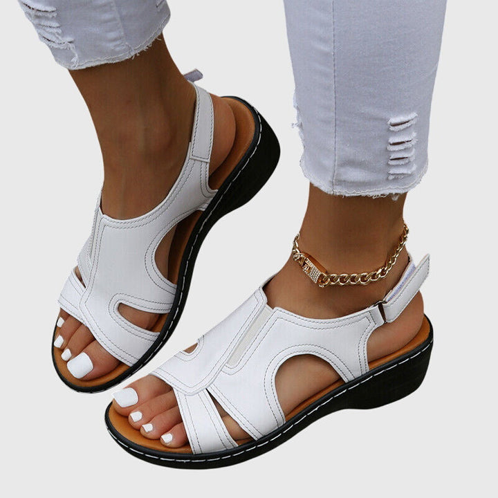 Wren | Cutout Vamp Slingback Low Wedge Sandals