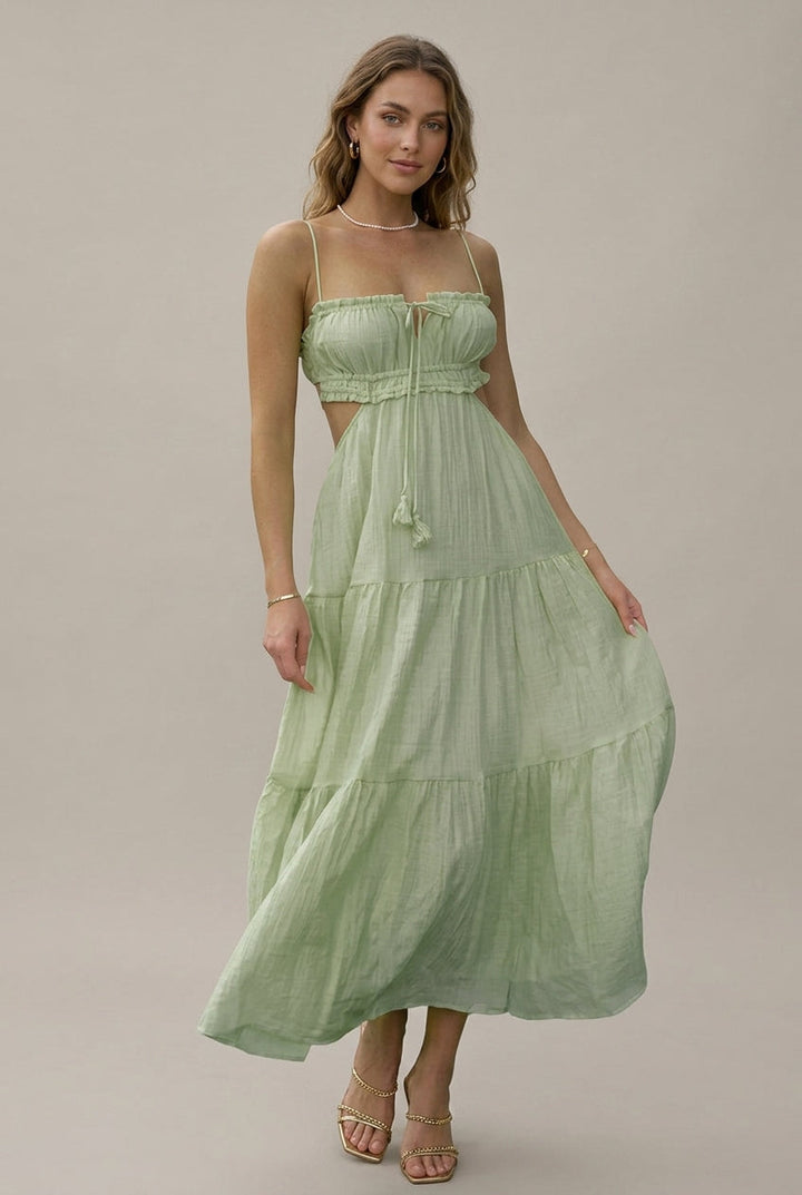 Elegant Maxi Dress for Women with Sweetheart Neck Empire Waist Smocked Back Flowy Style