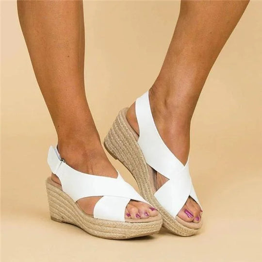 Nora | Cross Strap Slingback Espadrille Wedge Sandals