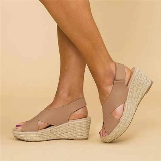 Nora | Cross Strap Slingback Espadrille Wedge Sandals