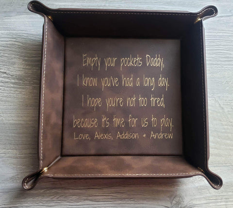 Empty Your Pockets Daddy Leatherette Snap Tray Personalized-Gifts-Grace & Blossom Boutique, a women's online fashion boutique located in Odessa, Florida