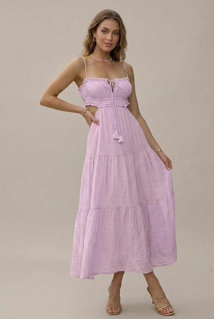 Elegant Maxi Dress for Women with Sweetheart Neck Empire Waist Smocked Back Flowy Style