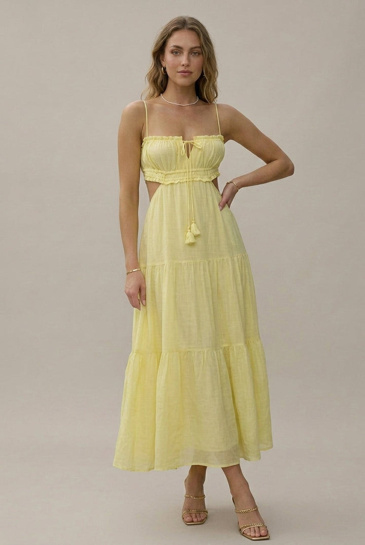 Elegant Maxi Dress for Women with Sweetheart Neck Empire Waist Smocked Back Flowy Style