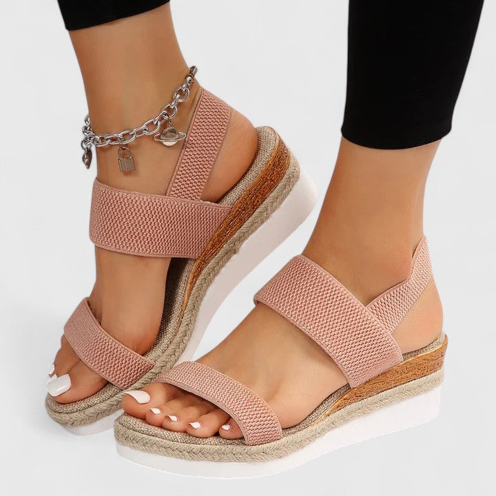 Nora | Elastic Strap Espadrille Platform Comfortable Sandals