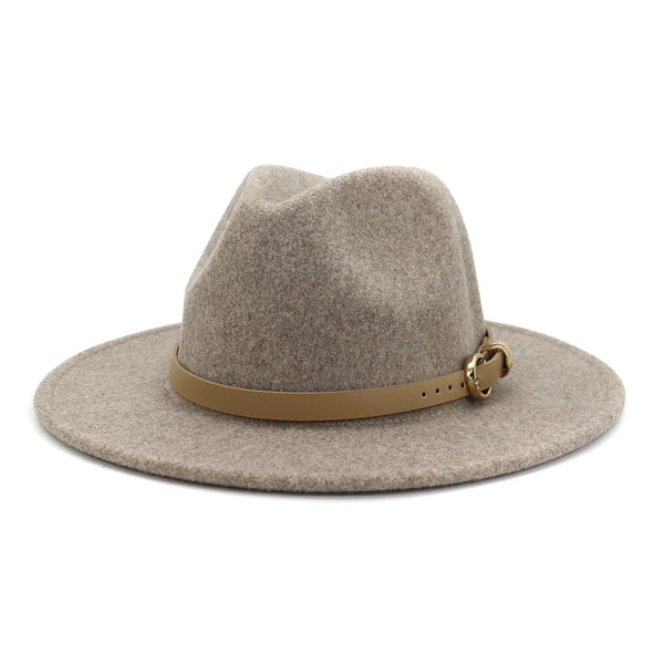 Classic Wool with Belt Buckle Fedora Hat-Hats-Grace & Blossom Boutique, a women's online fashion boutique located in Odessa, Florida