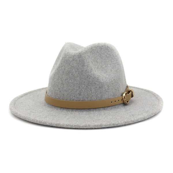 Classic Wool with Belt Buckle Fedora Hat-Hats-Grace & Blossom Boutique, a women's online fashion boutique located in Odessa, Florida