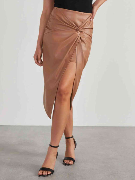 Twist Detail High Waist Skirt-Bottoms-Grace & Blossom Boutique, a women's online fashion boutique located in Odessa, Florida