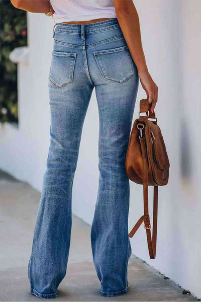 Buttoned Long Jeans-Bottoms-Grace & Blossom Boutique, a women's online fashion boutique located in Odessa, Florida