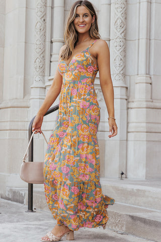 Floral Spaghetti Strap Wide Leg Jumpsuit-Dresses-Grace & Blossom Boutique, a women's online fashion boutique located in Odessa, Florida