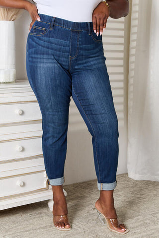 Judy Blue Full Size Skinny Cropped Jeans-Bottoms-Grace & Blossom Boutique, a women's online fashion boutique located in Odessa, Florida