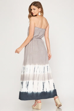 Tie Dye Strapless Maxi Dress-Dresses-Grace & Blossom Boutique, a women's online fashion boutique located in Odessa, Florida