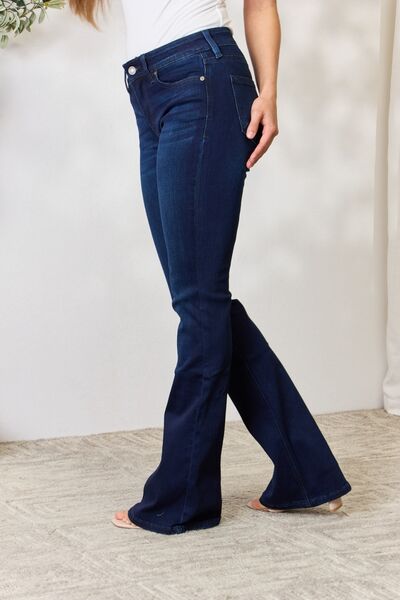 Kancan Full Size Mid Rise Flare Jeans-Bottoms-Grace & Blossom Boutique, a women's online fashion boutique located in Odessa, Florida