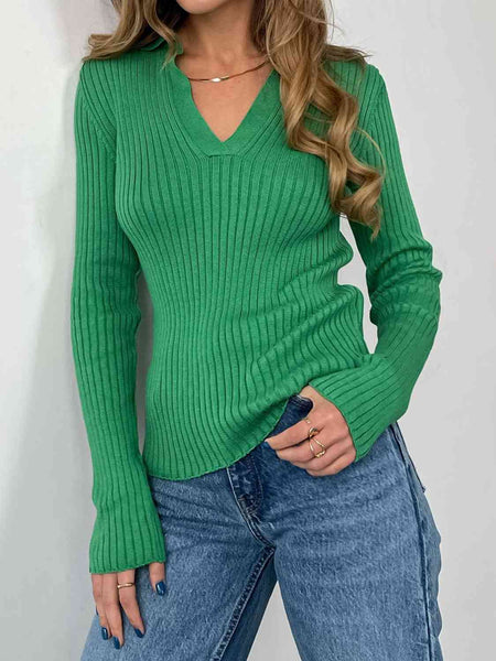 Johnny Collar Rib-Knit Top-Tops-Grace & Blossom Boutique, a women's online fashion boutique located in Odessa, Florida