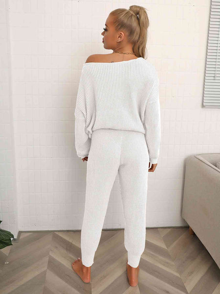Dolman Sleeve Sweater and Knit Pants Set-Loungewear-Grace & Blossom Boutique, a women's online fashion boutique located in Odessa, Florida