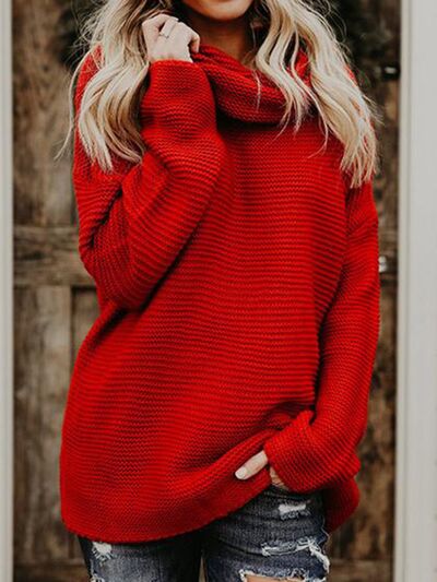 Turtleneck Dropped Shoulder Sweater-Tops-Grace & Blossom Boutique, a women's online fashion boutique located in Odessa, Florida