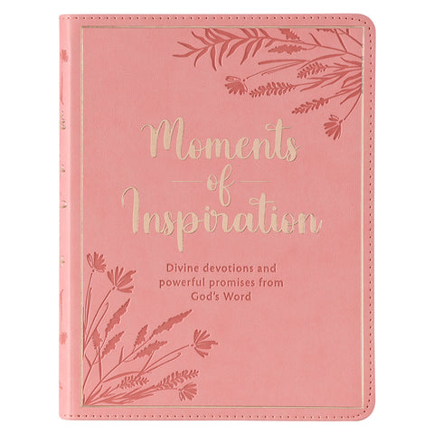 Moments of Inspiration Divine Devotions and Powerful Promises from the Word of God, Pink Faux Leather-Devotional Books-Grace & Blossom Boutique, a women's online fashion boutique located in Odessa, Florida