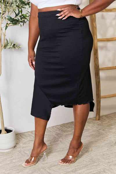 Culture Code Full Size High Waist Midi Skirt-Bottoms-Grace & Blossom Boutique, a women's online fashion boutique located in Odessa, Florida