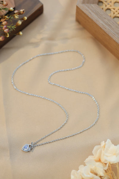 Moonstone Heart Lock Pendant Necklace-Necklaces-Grace & Blossom Boutique, a women's online fashion boutique located in Odessa, Florida